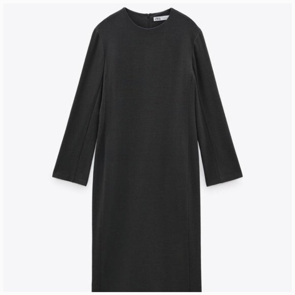 NWT Zara Limited Edition Wool Blend Midi Dress, Anthracite Grey - Picture 2 of 15